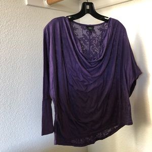 Purple Cowl Neck Long Sleeve Top